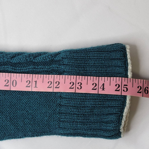 LL Bean Cardigan Womens Wool Blend Cable Knit Sweater Loop Closure Green Medium - Picture 10 of 10